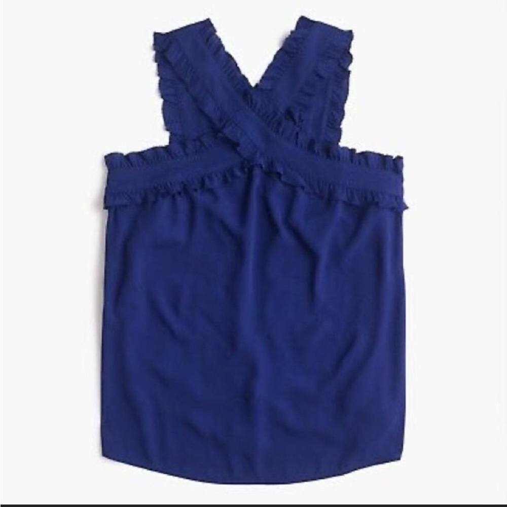 J.  Crew Royal Blue Ruffle Top